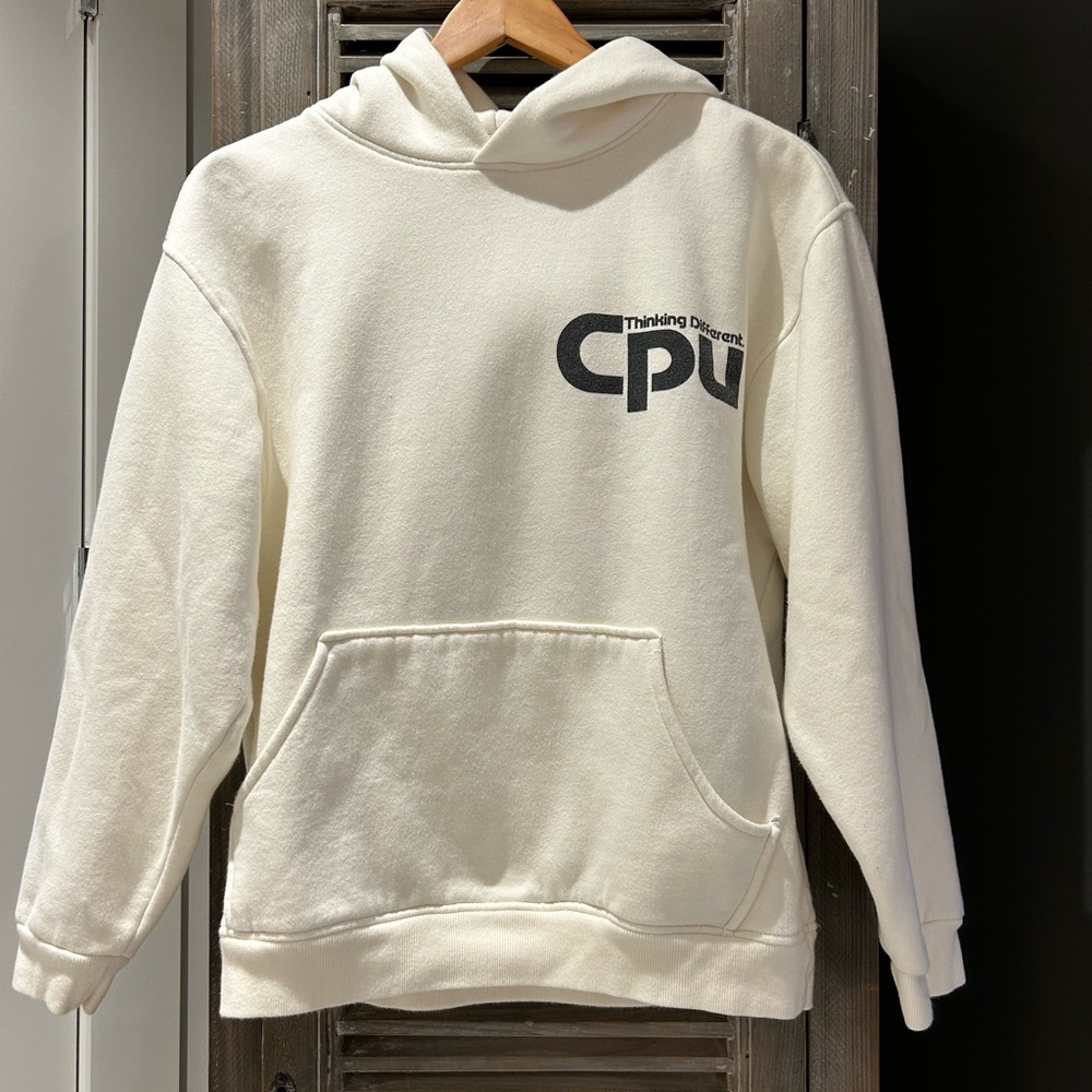 Cream Sweater with Ribbed Cuffs and Hem